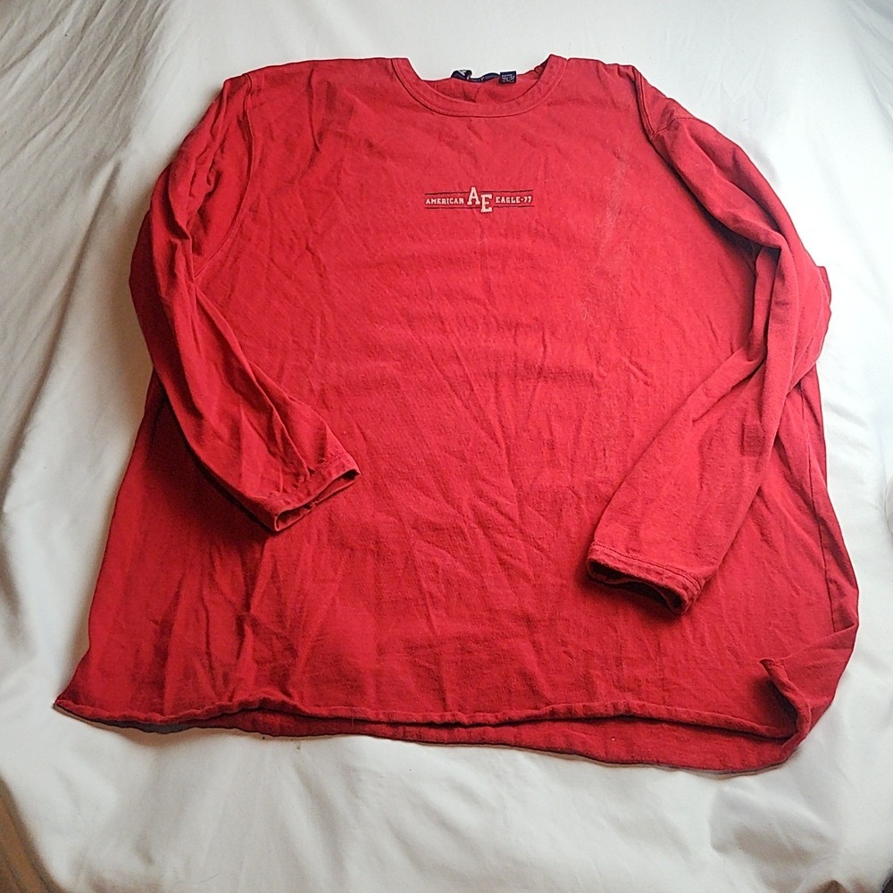 American Eagle Long Sleeve Graphic T-Shirt Red Men's Size Extra Large